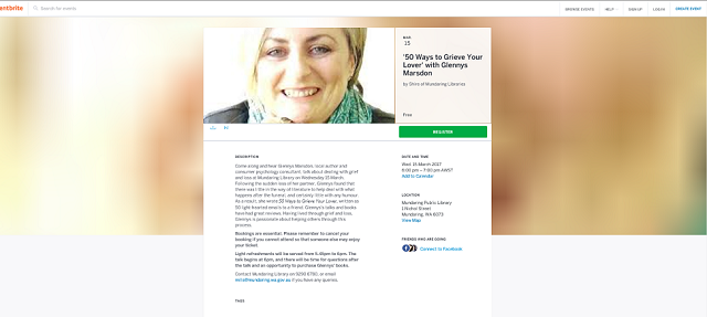 Free Author Talk at Mundaring Library: 50 Ways To Grieve Your Lover